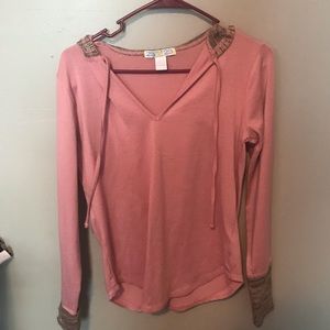 Hooded V-Neck Long Sleeve